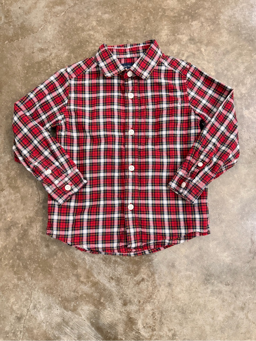 The Children’s Place 3T Red Plaid Christmas Button Down Shirt Holiday Festive
